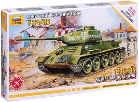 Съветски среден танк - T-34/85 - Сглобяем модел — Zvezda 5039