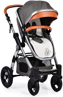 Комбинирана бебешка количка Cangaroo Luxor - С покривало за крачета, дъждобран, комарник, чанта и помпа за гуми - количка