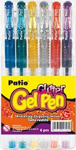 Цветни гел химикалки с брокат - Комплект от 6 цвята - 