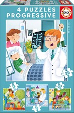 Какъв искам да стана като порасна - 4 пъзела от 12, 16, 20 и 25 части от колекцията Progressive Puzzles — Educa 17146