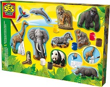 Създай и оцвети гипсови фигури SES Creative - Животни - Творчески комплект — 01132