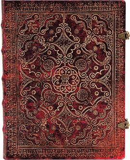 Тефтер Paperblanks Carmine - 18 × 23 см, с редове от колекцията Equinoxe
