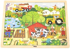 Ферма - Дървен пъзел от 48 части в подложка — Viga Toys 44588