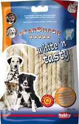 Лакомства за кучета Nobby White'n Tasty - 165 г, от изсушена говежда кожа, от серията StarSnack