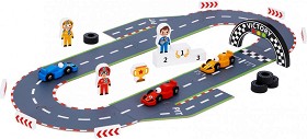 Дървена писта с колички - Tooky Toy — TJ100