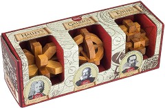 Great Minds - 3 логически 3D пъзела от дърво — Professor Puzzle 1351
