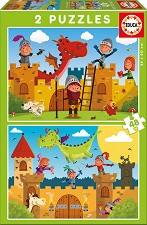 Дракони и крале - 2 пъзела от 48 часи — Educa 17151