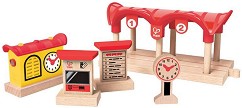 Железопътна гара - Детска дървена играчка от серията "Hape: Аксесоари" — E3702