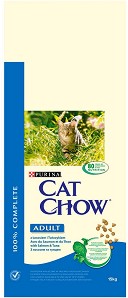 Суха храна за котки Cat Chow Adult - 15 кг, с риба тон и сьомга, в зряла възраст