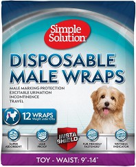 Пелени за мъжки кучета Simple Solution XS & Toy - 12 броя, от 23 до 36 см