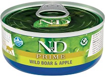 Консерва за котки N&D - 70 г, с глиганско и ябълки, от серията Prime, над 1 година
