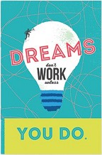 Тефтерче Simetro books Dreams don't work unless you do - 11 × 16 см, с редове от серията Vintage gifts