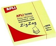 Жълти самозалепващи Z-листчета Apli - 100 листчета с размери 7.5 x 7.5 cm - 