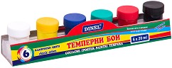 Темперни бои Dinel - 6 цвята х 20 мл с четка
