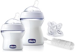 Комплект за новородено Chicco - С шишета, биберони, залъгалки и четка от серията Natural Feeling - продукт