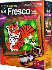 Създай картина с цветен пясък - Тигър - Творчески комплект от серията Fresco Frame — Фантазьор 407033
