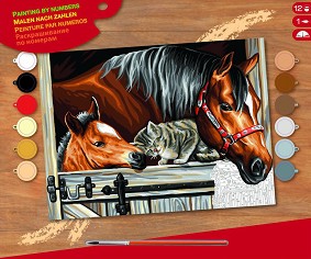 Оцветявай по номера Sequin Art - Приятели - Творчески комплект с акрилни бои — 1523