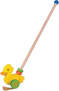 Дървена играчка за бутане Lelin Toys - Пате — L10010