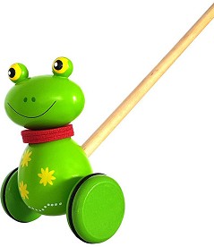 Дървена играчка за бутане Lelin Toys - Жаба — L10109