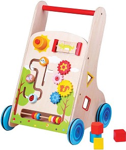 Дървена проходилка уокър Lelin Toys - Със сортер — L10128