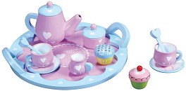 Детски дървен сервиз за чай Lelin Toys - С кексчета — L40002