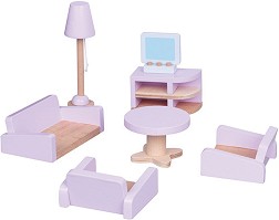 Хол - Дървено обзавеждане за куклена къща — Lelin Toys L50122