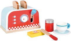 Детски дървен тостер Lelin Toys - С аксесоари — L40147