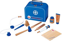 Детско дървено лекарско куфарче Lelin Toys - С аксесоари — L50011