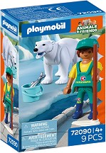 Playmobil Animals and Friends - Полярна мечка и гледач на животни — 72090