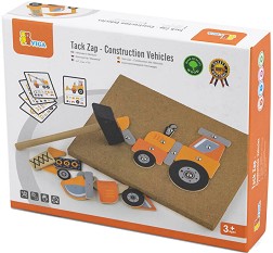 Дървена мозайка с чукче Строителни машини - Viga Toys — 50336