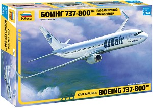 Пътнически самолет - Boeing 737-800 - Сглобяем авиомодел — Zvezda 7019