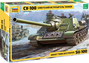 Съветско самоходно оръдие - СУ-100 - Сглобяем модел — Zvezda 3688