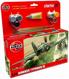 Бритенски военен самолет - Hawker Typhoon Ib - Сглобяем авиомодел - комплект с лепило и боички — Airfix A55208