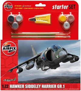 Британски изтребител - Hawker Siddeley Harrier GR1 - Сглобяем авиомодел - комплект с лепило и боички — Airfix A55205
