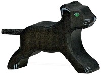 Дървена фигурка на малка черна пантера - Holztiger — 80144