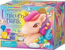 Оцвети сам касичка Еднорог - 4M - Творчески комплект от серията Kidz Maker — 4m-04778