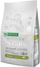 Суха храна за кучета с бяла козина NATURE'S PROTECTION Superior Care White Dog Junior Small Breeds — 1,5 кг, с бяла риба, за дребни и малки породи, от 3 до 12 месеца