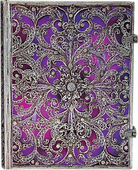 Тефтер Paperblanks Aubergine - 18 × 23 см, с редове от колекцията Silver Filigree