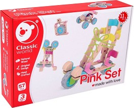 Дървен конструктор Classic World Pink Set - от 57 части — 3909