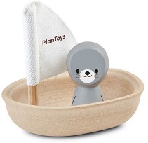 Платноходка с тюленче - Дървена играчка за баня — PlanToys 5710
