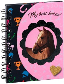 Тефтерче със спирала Paso - Конче - 12 × 4,5 см, с широки редове от серията My best horse