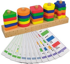 Дървена низанка с карти Andreu Toys - Цветове и форми — 16293