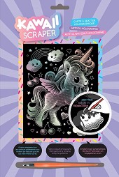 Създай сам холограмна гравюра Sequin Art - Еднорог - Творчески комплект от серията Kawaii Scraper — 1818
