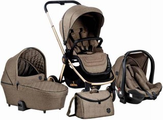 Бебешка количка 3 в 1 Kikka Boo Vicenza - С кош за новородено, лятна седалка, кош за кола и чанта - количка