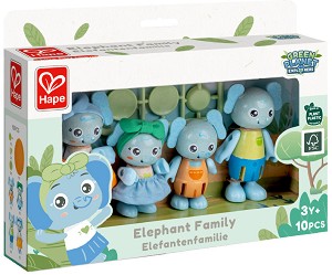 Семейство слончета Green Planet - HaPe - Дървени фигурки за игра от серията Green Planet Explorers — E3527