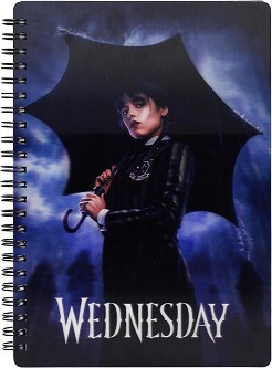 Тетрадка със спирала с широки редове Wednesday rain 3D - Формат A5 с 80 листа на тема Wednesday