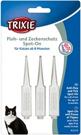 Trixie Anti-Flea and Tick Spot-On for Cats - Репелентни капки за котки над 8 месеца - опаковка от 3 ампули x 1 ml - продукт