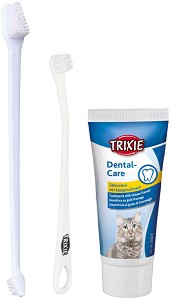Комплект за дентална хигиена за котки Trixie Dental Hygiene Set - Паста и 2 четки за зъби, от серията Dental Care