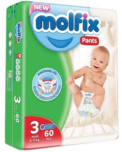 Гащички Molfix Pants 3 Midi - 60 броя, за бебета 4-9 kg - продукт