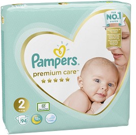 Пелени Pampers Premium Care 2 - 94 броя, за бебета 4-8 kg - продукт